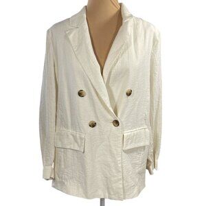 A New Day Blazer Jacket Light Weight Size L Large Cream Linen Feel